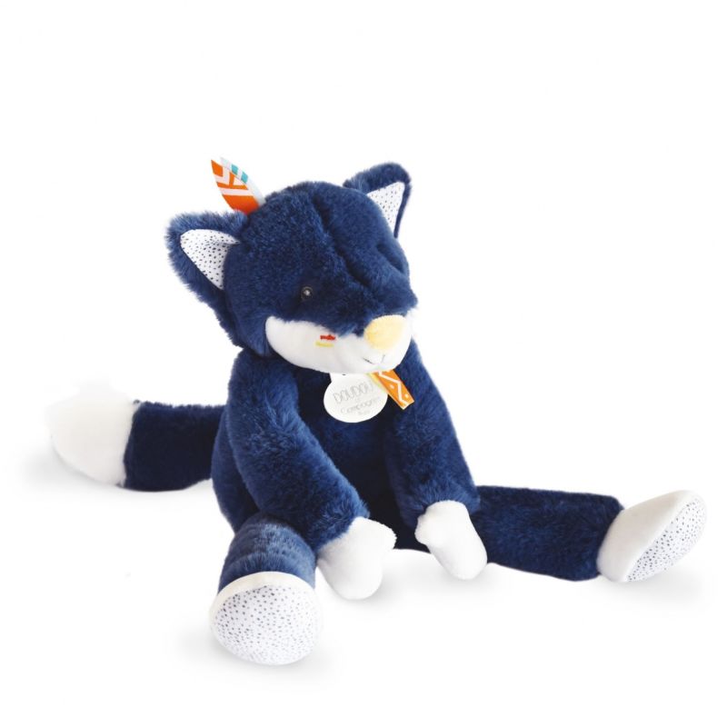 Doudou et compagnie Tiwipi Peluche loup bleu 30 cm